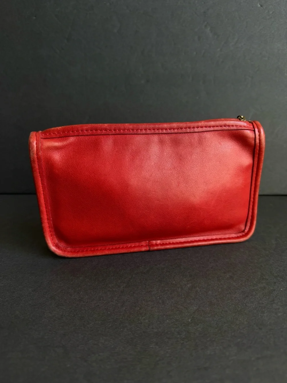 Vintage Coach Chunky Case Apple Red Leather #7165 Cosmetic Pouch Rare Clutch
